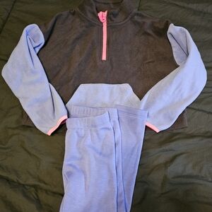 Cozy Two-Piece Fleece Set with Pink Accents
